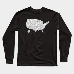 Flowers USA Map, Floral Map of the United States Long Sleeve T-Shirt